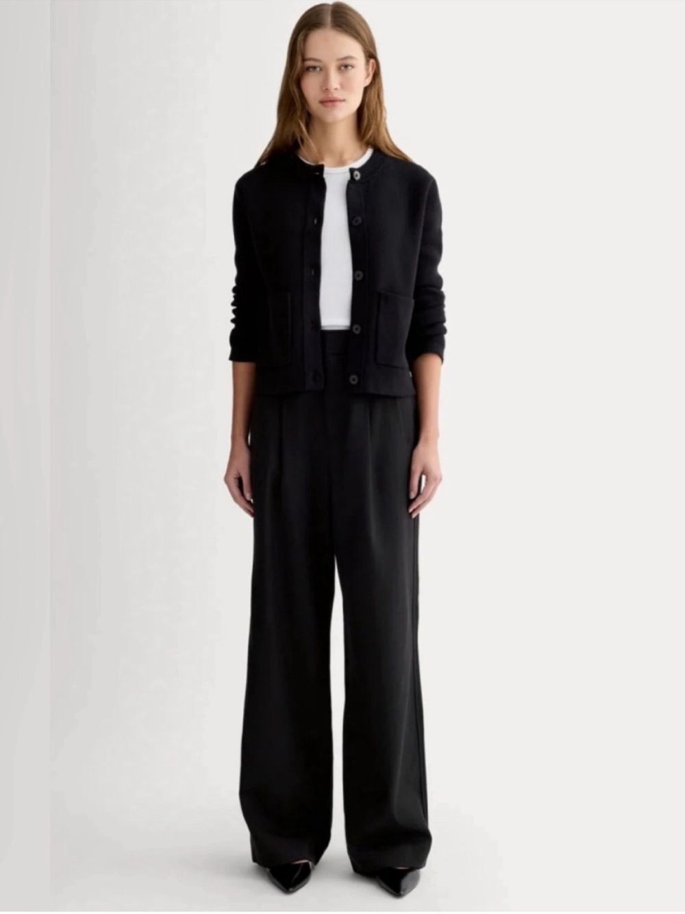 New Everlane THE DRAPER PLEATED PANT IN BUTTERSMOOTH Black Size 16